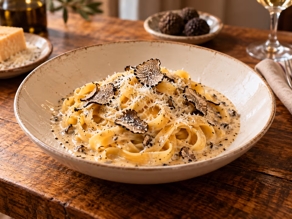 Tagliatelle w kremowym sosie z plasterkami trufli